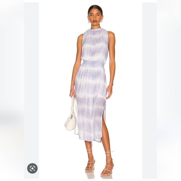 Bella Dahl Purple Lilac Cream Tie Dye Midi Dress Size Medium - Picture 1 of 9